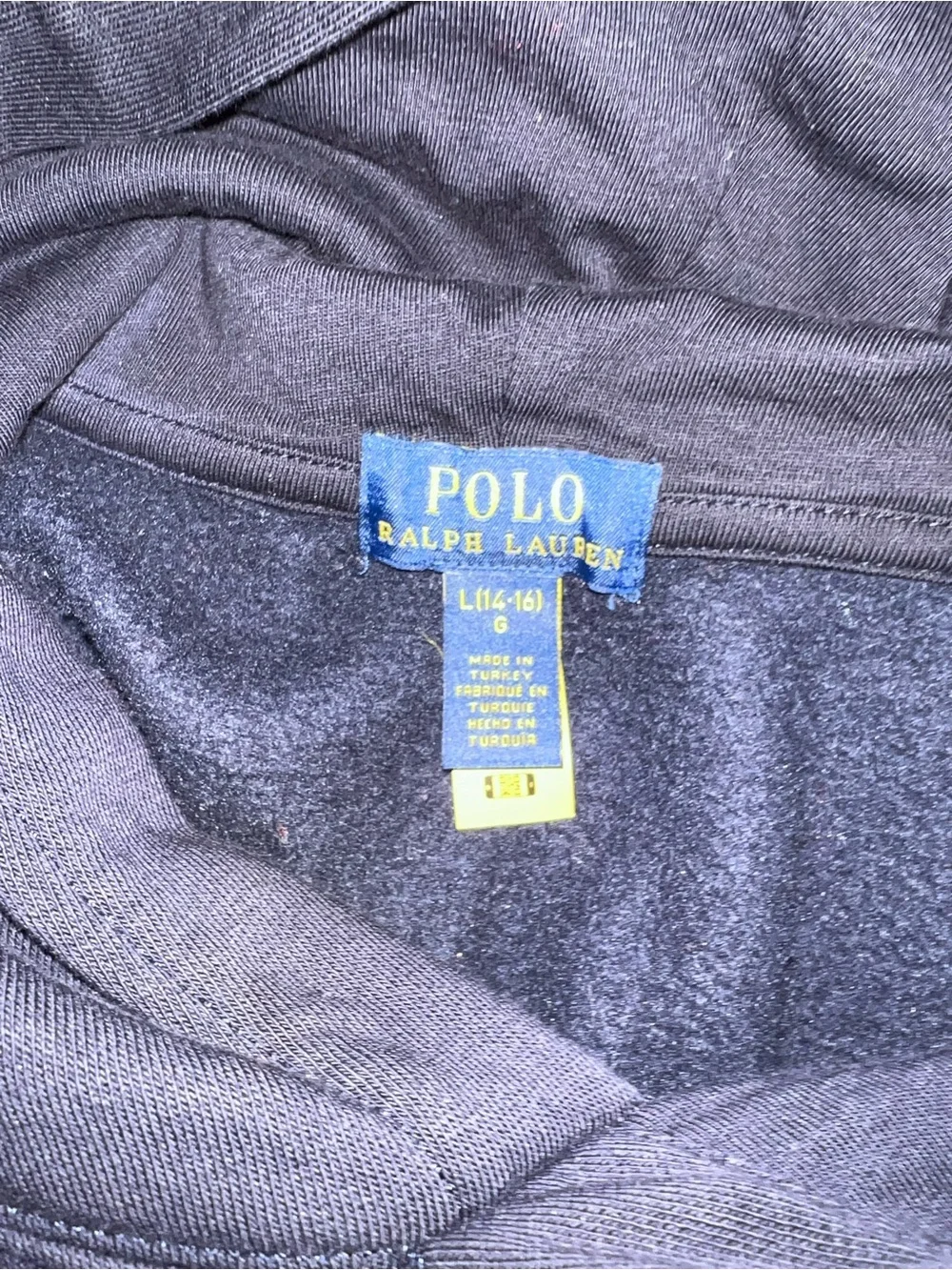 Ralph Lauren Navy Blue Polo Bear Hoodie with Graphic